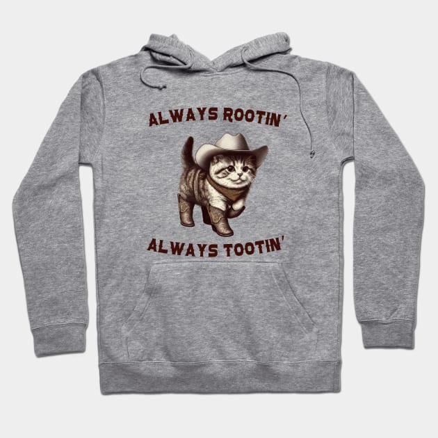 Always Rootin' Always Tootin' Cute Cowboy Cat Hoodie by Curious Sausage